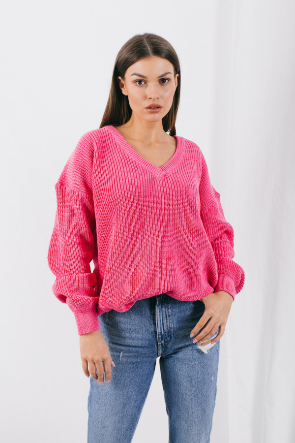 Sweter oversize z dekoltem w serek LISA