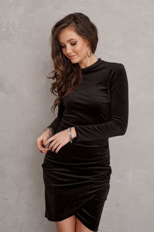 Welurowa mini sukienka AURORA czarna