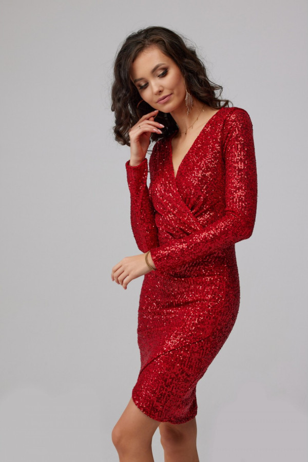 Cekinowa mini sukienka MELINDA czerwona 1