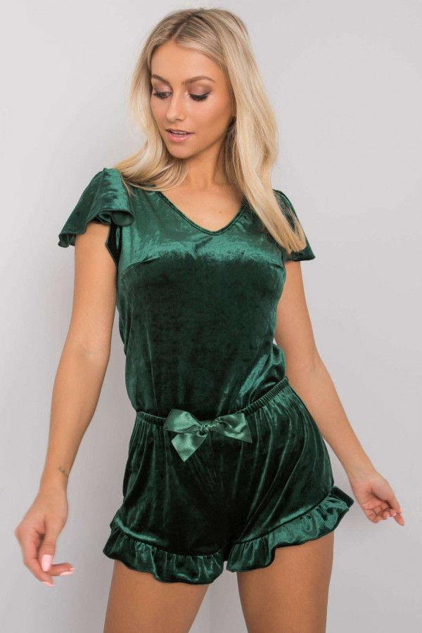 Welurowa dwuczęściowa piżama damska FARNETTA zieleń 3