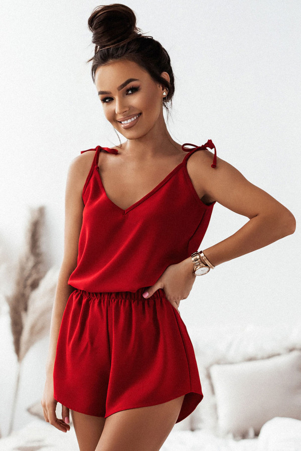 Piżama damska dwuczęściowa z wiskozy GLEN czerwień