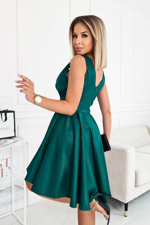 Brokatowa elegancka sukienka mini SOPHIE zieleń 2