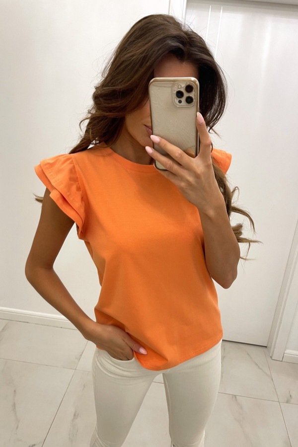 Bluzka t-shirt z falbanami bawełna KATIA pomarańcz