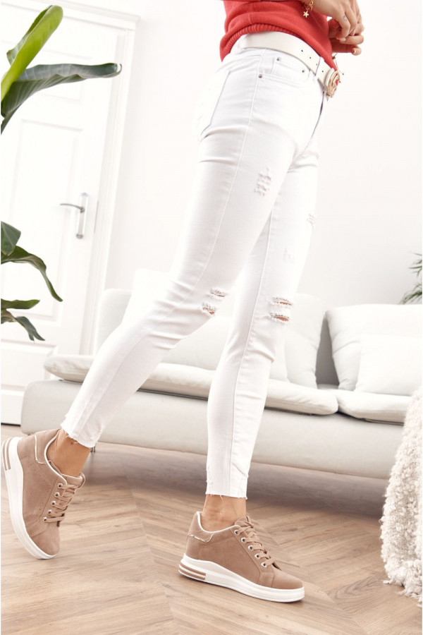 Spodnie jeansowe z dziurami WISDOM białe 4