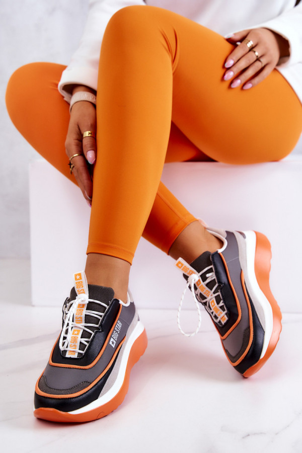 Sportowe buty damskie sneakersy BIG STAR szaro-pomarańczowe 5