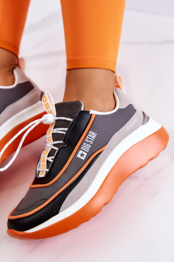 Sportowe buty damskie sneakersy BIG STAR szaro-pomarańczowe 6