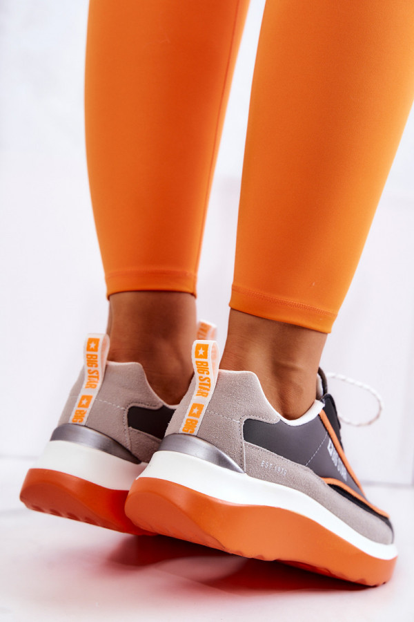Sportowe buty damskie sneakersy BIG STAR szaro-pomarańczowe 7