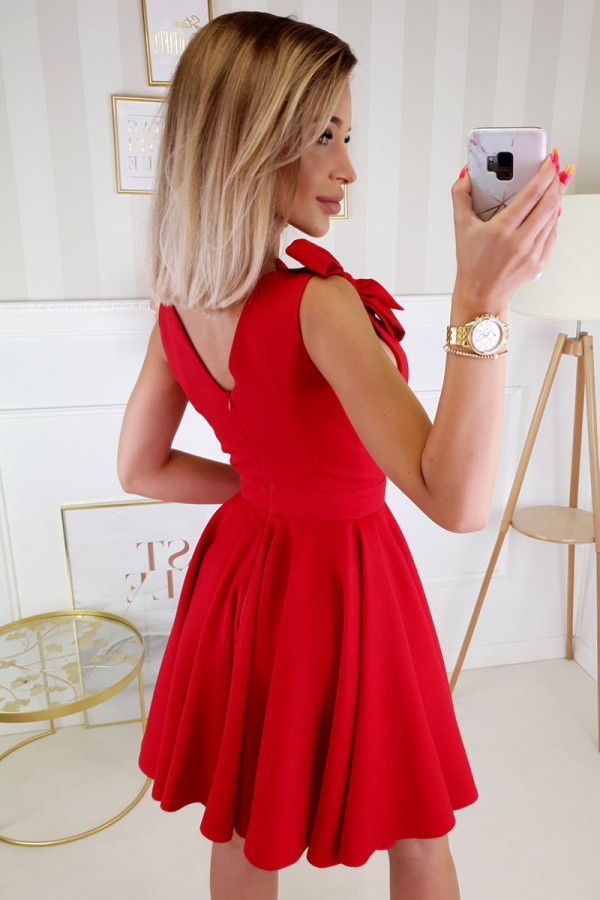 Sukienka wieczorowa mini z wiązaniami PENELOPE czerwona 1