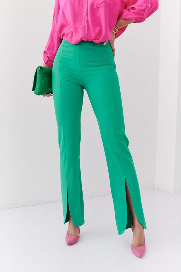 Eleganckie spodnie z rozcięciem LAURELLA zielone 1