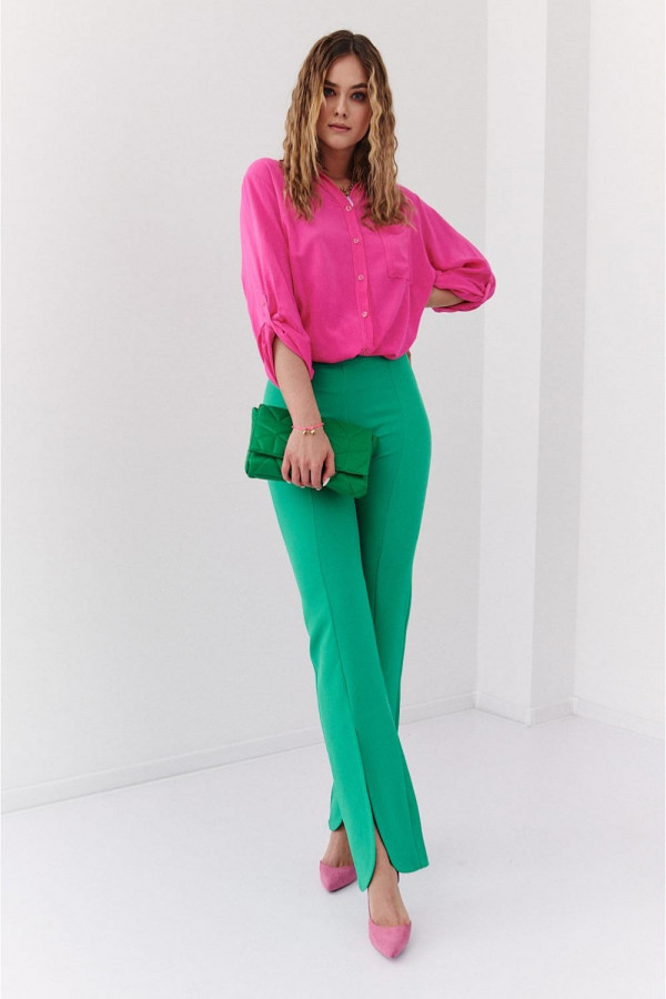Eleganckie spodnie z rozcięciem LAURELLA zielone 4