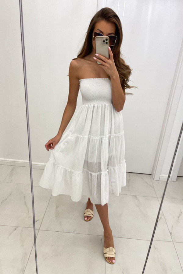 Sukienka spódnica ze ściągaczem ELVIRA biała