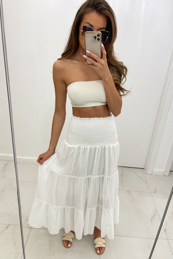 Sukienka spódnica ze ściągaczem ELVIRA biała 1