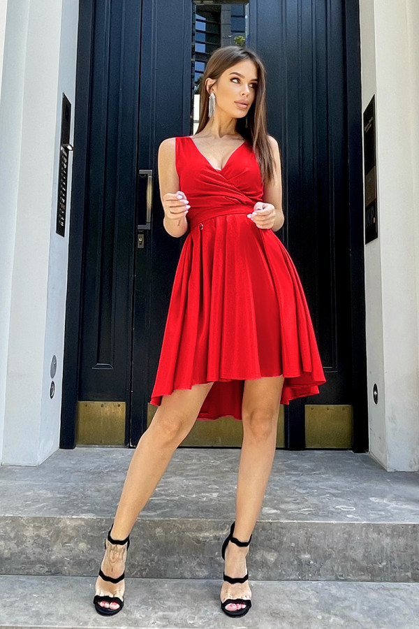 Brokatowa elegancka sukienka mini SOPHIE czerwona 1