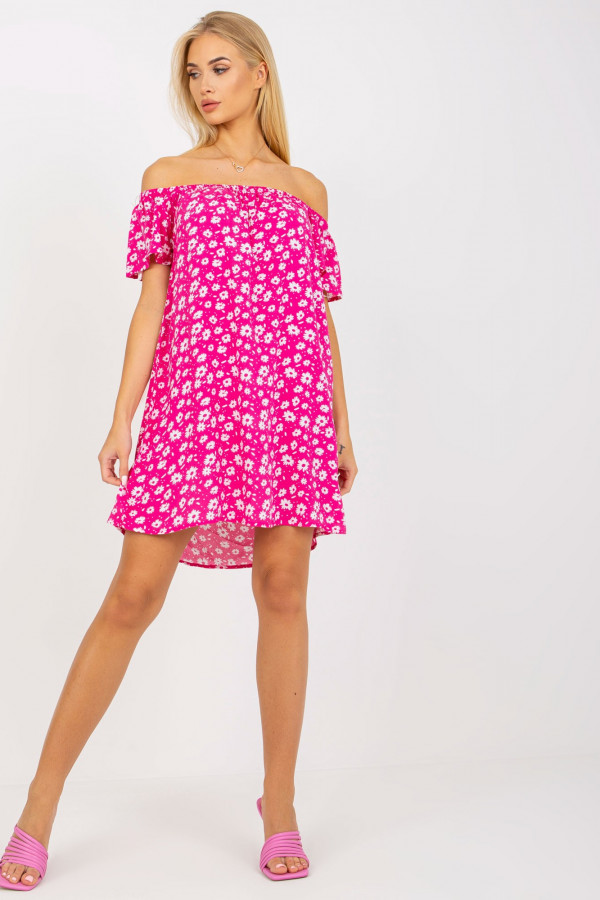 Mini sukienka hiszpanka z wiskozy FRESH różowa