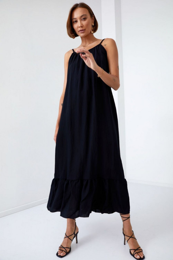 Maxi letnia sukienka z wiskozy oversize ANGIE czarna