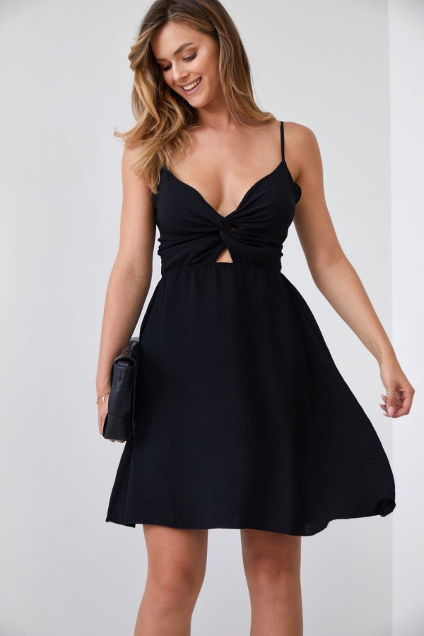 Sukienka letnia na cienkich ramiączkach CALIOPE czarna 2