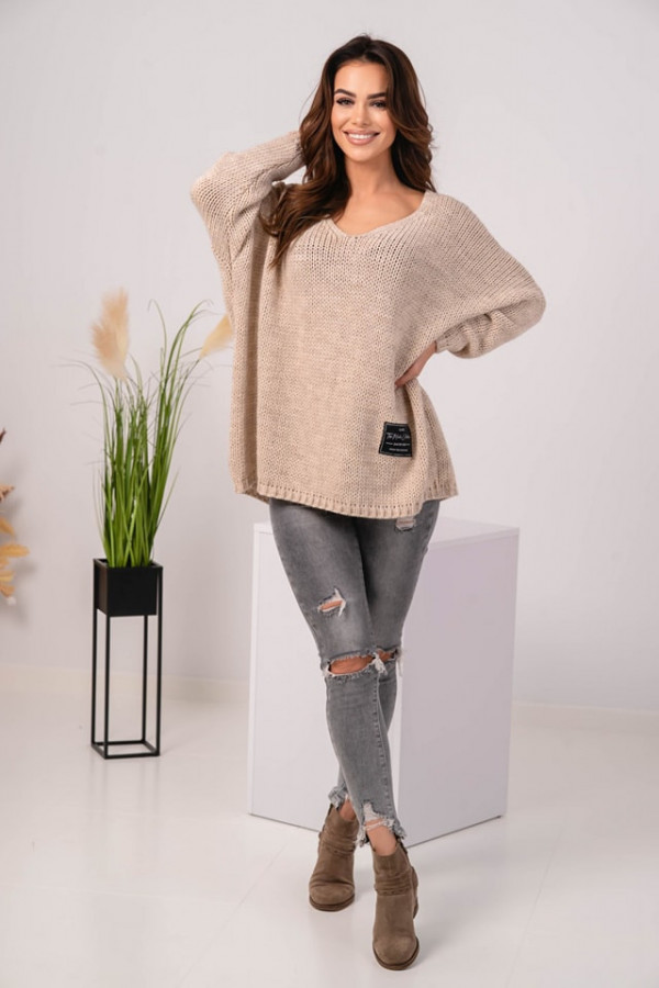 Sweter damski oversize CLASSIC II beżowy