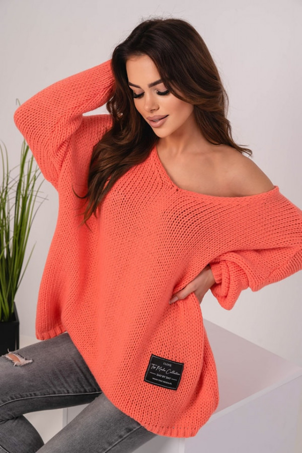 Sweter damski oversize CLASSIC II pomarańczowy