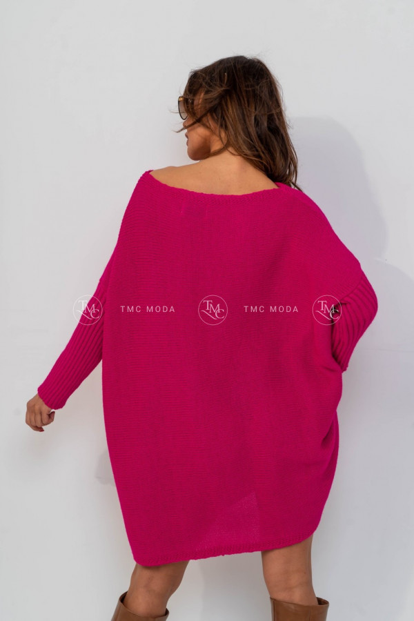 Sweter sukienka oversize ESTRELLA fuksja 2