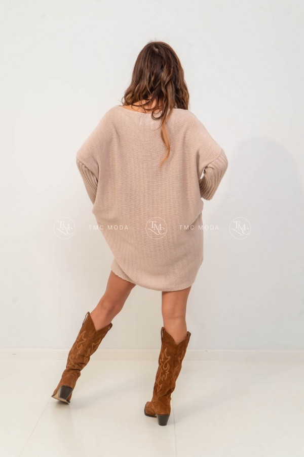 Sweter sukienka oversize ESTRELLA beżowy 2