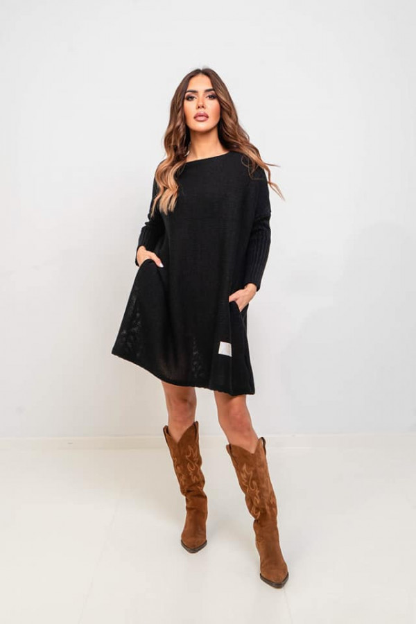 Sweter sukienka oversize ESTRELLA czarny