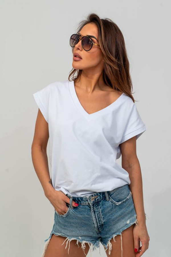 Koszulka damska basic v-neck BALI biel