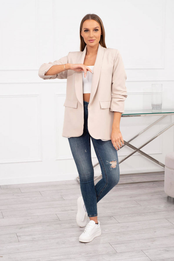 Marynarka damska oversize z klapami CLASSY beżowa 1
