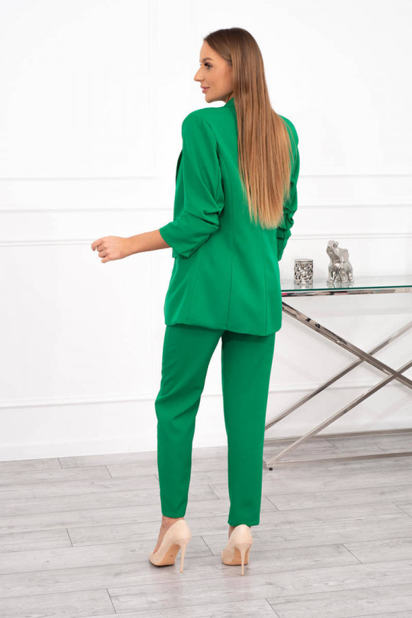 Komplet elegancki damski marynarka ze spodniami MESS zielony 4