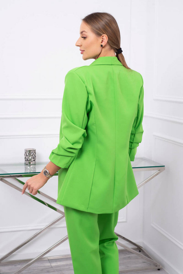 Komplet elegancki damski marynarka ze spodniami MESS zielony 3