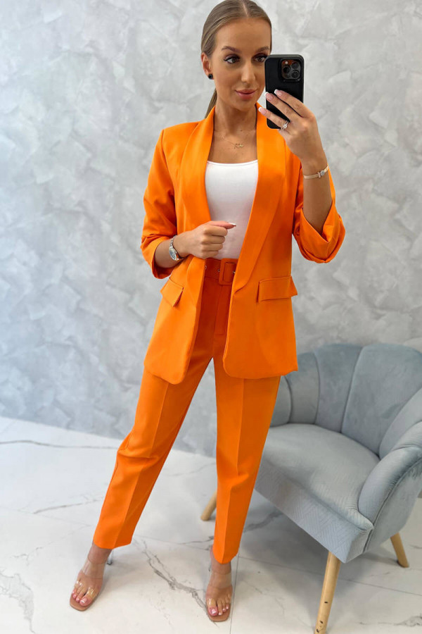 Komplet elegancki damski marynarka ze spodniami MESS orange 5