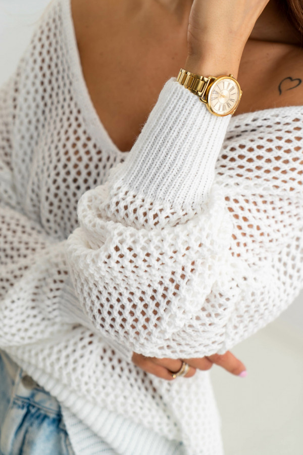 Sweter ażurowy LOUSA biały 2
