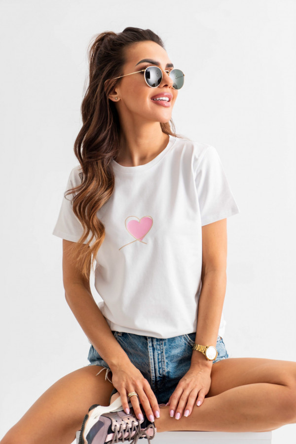 T-shirt damski z serduszkiem HEART biały
