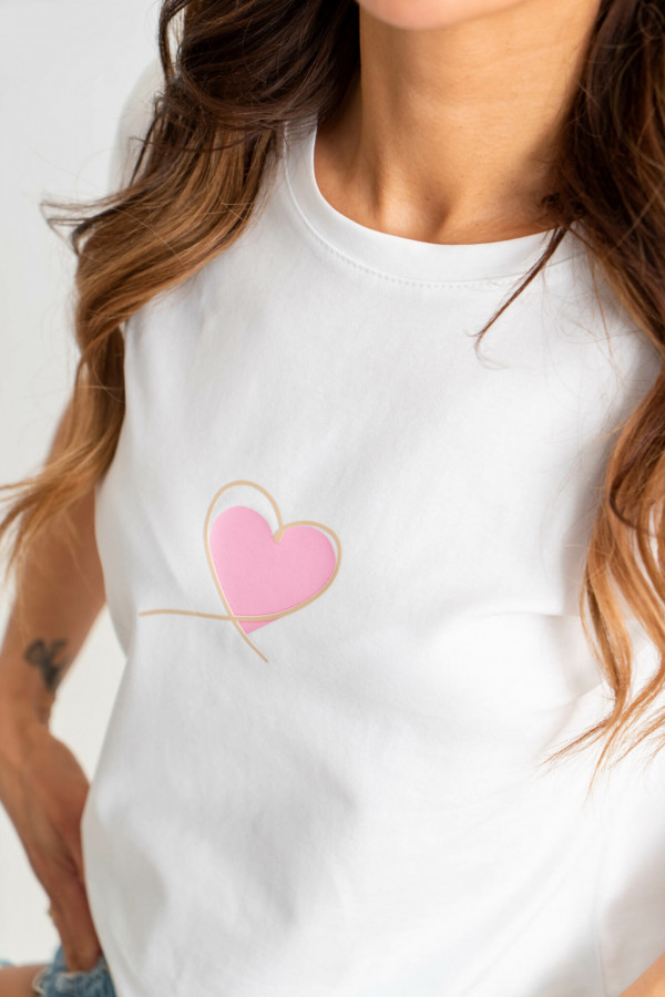 T-shirt damski z serduszkiem HEART biały 1
