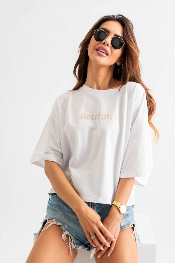 T-shirt damski SWEET GIRL biały