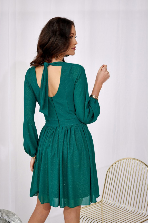Brokatowa sukienka mini FEVER zieleń 2