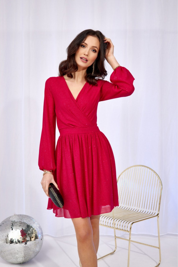 Brokatowa sukienka mini FEVER czerwona 1